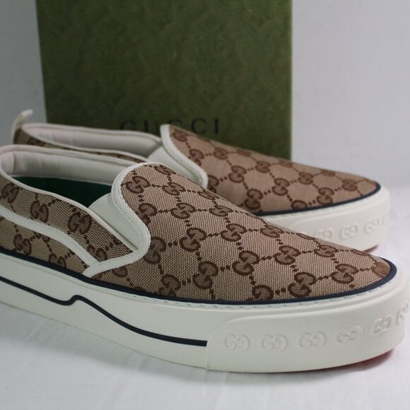 NWB Gucci GG Supreme Loafers Sneakers Flats Slip Ons 1977 Tennis 624733 41 - Picture 1 of 11